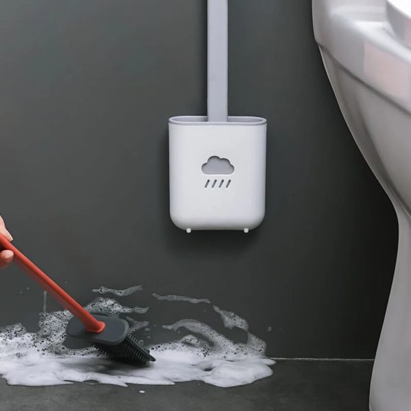 Silicone Toilet Brush Flat Head Soft Bristles Cleaning Accessories - Image 5