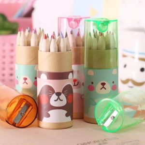 Cute Bear Colored Pencil With Sharpeners Watercolor Pastel Pencils