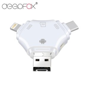 Deepfox 4 in 1 Type-c/Lightning/Micro USB/USB 2.0 Port Card Reader Micro SD OTG Card Reader