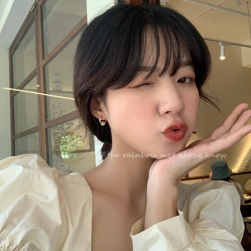 Korean New Zircon Thick Huggie Small Hoop Earrings - Image 2