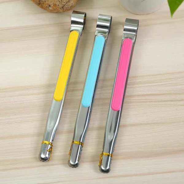 Random Color Stainless Steel Kitchen Tongs Ergonomic Heavy Duty Barbecue Tongs Food Tongs - Image 3
